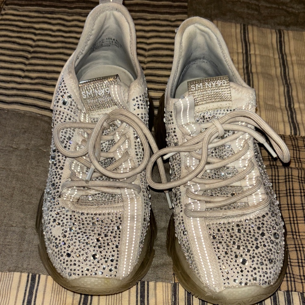 Steve Madden Silver Crystal Embellished Sneakers